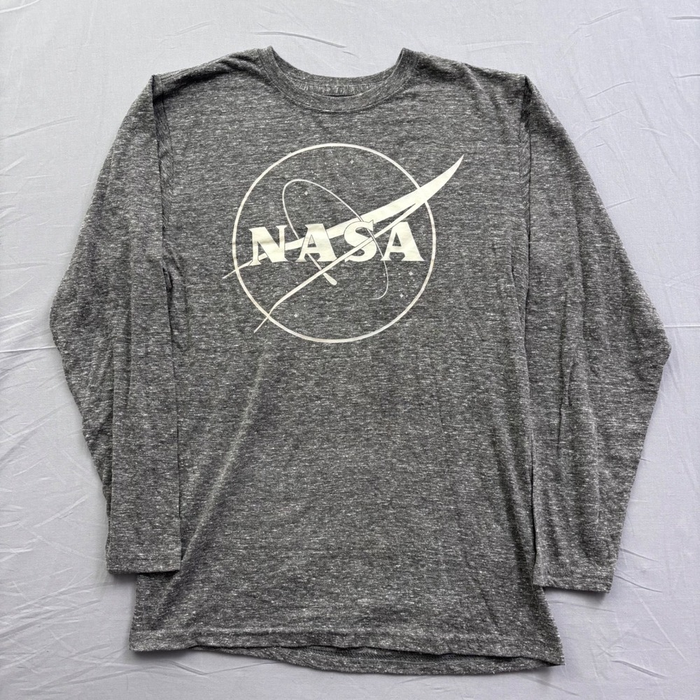 Extreme Concepts NASA Logo Long Sleeve Shirt Mens‎ XL Grey Heather Graphic Tee